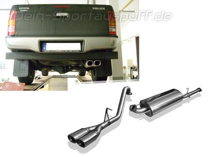 Fox Edelstahl Sportauspuff-Komplettanlage ab Kat Toyota Hilux - Double Cap 2x93x79mm rechteckig eingerollt abgeschrägt mit Absorber