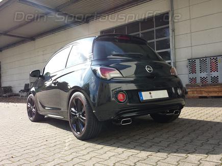 Fox Edelstahl Duplex Sportauspuff-Komplettanlage ab Kat Opel Adam je 145x65mm trapez eingerollt abgeschrägt
