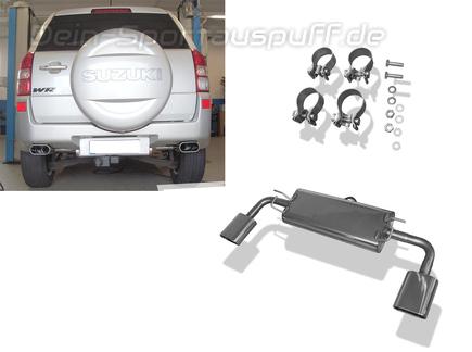 Fox Edelstahl Duplex Sportauspuff Suzuki Grand Vitara JT 5-Tür je 160x80mm flachoval eingerollt abgeschrägt