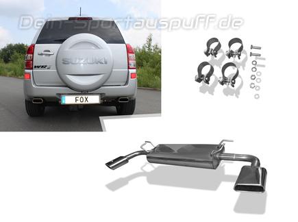 Fox Edelstahl Duplex Sportauspuff Suzuki Grand Vitara JT 5-Tür je 145x65mm trapezförmig eingerollt abgeschrägt