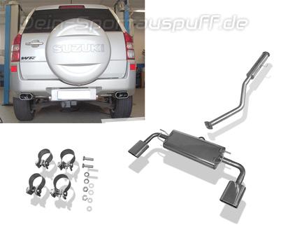 Fox Edelstahl Duplex Sportauspuff-Komplettanlage ab Kat Suzuki Grand Vitara JT 5-Tür je 160x80mm flachoval eingerollt abgeschrägt