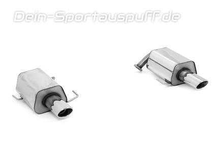 Fox Edelstahl Duplex Sportauspuff Subaru Legacy 4 BL Limousine Bj.03-09 je 115x85mm oval eingerollt abgeschrägt mit langer Tulpe