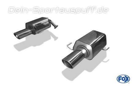 Fox Edelstahl Duplex Sportauspuff Subaru Legacy 4 BL Limousine Bj.03-09 je 129x106mm oval eingerollt abgeschrägt mit langer Tulpe