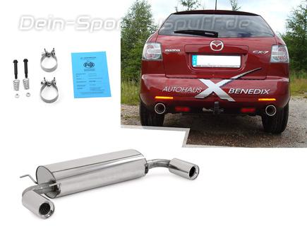 Fox Edelstahl Duplex Sportauspuff Mazda CX-7 MPS je 114mm rund eingerollt gerade mit Absorber