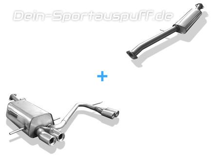 Fox Edelstahl Duplex Sportauspuff-Komplettanlage ab Kat Subaru Impreza GD u. GG je 2x76mm rund eingerollt gerade mit Absorber