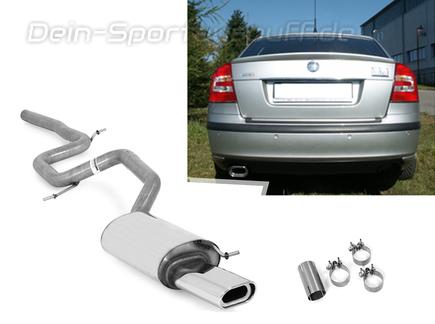 Fox Edelstahl Racing-Komplettanlage ab Kat Skoda Octavia 1Z 135x80mm flachoval eingerollt abgeschrägt mit Absorber
