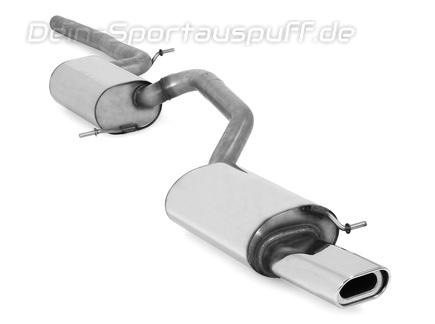 Fox Edelstahl Sportauspuff-Komplettanlage ab Kat Skoda Octavia RS 1Z 135x80mm flachoval eingerollt abgeschrägt mit Absorber