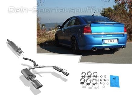 Fox Edelstahl Duplex Sportauspuff-Komplettanlage ab Kat Opel Vectra C OPC je 140x90mm oval eingerollt abgeschrägt