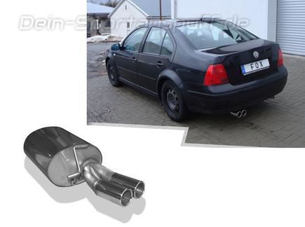 Fox Edelstahl Sportauspuff VW Bora 1J 4motion inkl. Variant 2x76mm rund eingerollt gerade