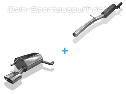 Fox Edelstahl Sportauspuff-Komplettanlage ab Kat VW Bora 1J 4motion inkl. Variant 135x80mm flachoval eingerollt abgeschrägt mit Absorber