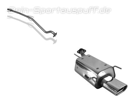 Fox Edelstahl Racing-Komplettanlage ab Kat Opel Astra G Stufenheck 135x80mm flachoval eingerollt abgeschrägt mit Absorber