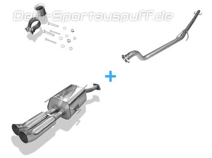 Fox Edelstahl Racing-Komplettanlage ab Kat Opel Astra G Stufenheck 2x76mm DTM rund scharf gerade