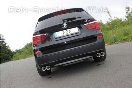 Fox Edelstahl Duplex Sportauspuff BMW X3 F25 35d 3.0d 2x90mm rund eingerollt abgeschrägt mit Absorber