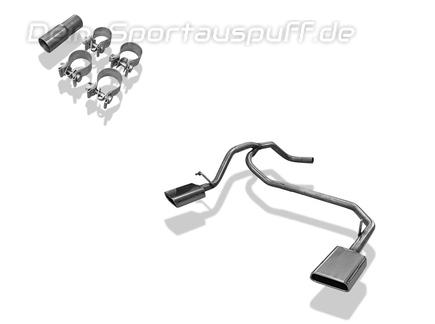 Fox Edelstahl Duplex Endrohrgeweih VW UP! je 145x65mm trapezförmig eingerollt nach unten & seitlich abgeschrägt