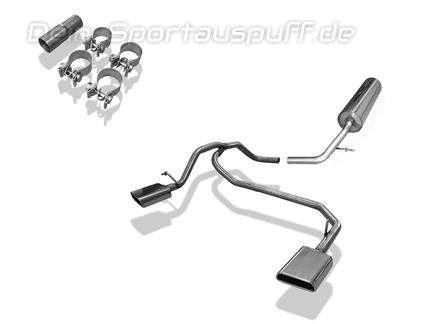 Fox Edelstahl Duplex Sportauspuff VW UP! je 145x65mm trapezförmig eingerollt nach unten & seitlich abgeschrägt