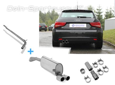 Fox Edelstahl Racing-Komplettanlage ab Kat Audi A1 1.4l 2x90mm rund eingerollt abgeschrägt