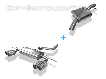 Fox Edelstahl Duplex Sportauspuff-Komplettanlage ab Kat Audi Q3 2.0l TFSI je 2x90mm rund eingerollt gerade