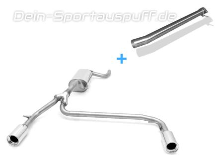 Fox Edelstahl Duplex Sportauspuff-Komplettanlage ab Kat Ford Focus 3 Fließheck 1.6 TDCi je 1x90mm rund eingerollt gerade mit Absorber