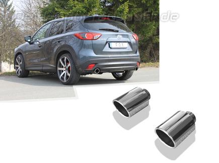 Fox Edelstahl Duplex Endrohrsatz zum Anschweißen (Øinnen 54mm) Mazda CX-5 inkl. 4x4 je 100mm rund eingerollt abgeschrägt ohne Absorber