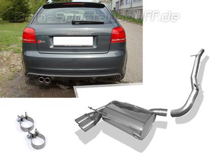 Fox Edelstahl Racing-Komplettanlage ab Kat Audi S3 8P quattro 2x90mm rund eingerollt abgeschrägt mit Absorber