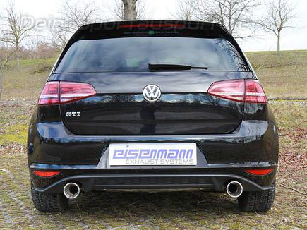 Eisenmann Edelstahl Duplex Sportauspuff-Komplettanlage ab Kat VW Golf 7 GTI inkl. Performance je 102mm rund eingerollt gerade
