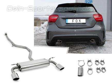 Fox Edelstahl Duplex Racing-Komplettanlage ab Kat. Mercedes A-Klasse W176 je 115x85mm oval eingerollt abgeschrägt