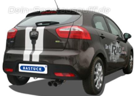Bastuck Edelstahl Racing-Komplettanlage ab Kat Kia Rio Typ UB 2x76mm rund scharf abgeschrägt