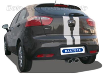 Bastuck Edelstahl Sportauspuff-Komplettanlage ab Kat Ausgang Mittig Kia Rio Typ UB 2x105x75mm oval eingerollt gerade