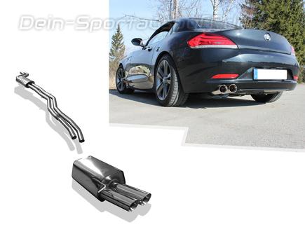 Fox Edelstahl Sportauspuff-Komplettanlage ab Kat BMW Z4 E89 Roadster 2x80mm rund doppelwandig abgeschrägt