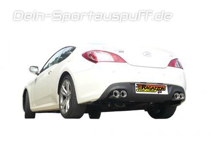 Ragazzon Edelstahl Duplex Sportauspuff Hyundai Genesis Coupe 2.0l je 2x90mm rund eingerollt versetzt
