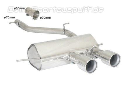 Ragazzon Edelstahl Mittig Sportauspuff VW Golf 6 R 70mm-System 2x102mm rund eingerollt