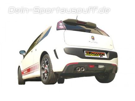 Ragazzon Edelstahl Rennsportanlage ab Kat Fiat Grande Punto Evo Abarth 1.4 Multiair 120kW 2x70mm rund eingerollt versetzt