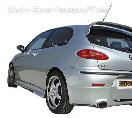Ragazzon Edelstahl Racing-Komplettanlage ab Kat Alfa Romeo 147 Bj.00-10/04 128x80mm flachoval scharfkantig abgeschrägt