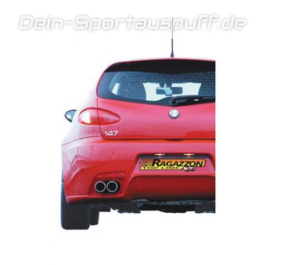 Ragazzon Edelstahl Racing-Komplettanlage ab Kat Alfa Romeo 147 GTA 3.2l 2x80mm rund eingerollt
