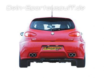 Ragazzon Edelstahl Duplex Racing-Komplettanlage ab Kat Alfa Romeo 147 GTA 3.2l je 2x80mm rund eingerollt
