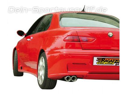 Ragazzon Edelstahl Komplettanlage ab Kat Alfa Romeo 156 GTA Limo u. Sportwagon 2x80mm rund eingerollt versetzt