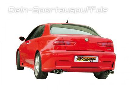Ragazzon Edelstahl Duplex Racing-Komplettanlage ab Kat Alfa Romeo 156 GTA Limo u. Sportwagon je 2x80mm rund eingerollt versetzt