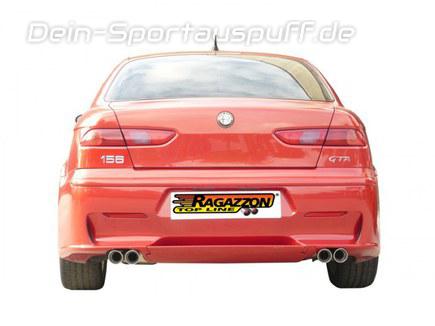 Ragazzon Edelstahl Duplex Racing-Komplettanlage ab Kat Alfa Romeo 156 GTA Limo u. Sportwagon je 2x70mm rund doppelwandig abgeschrägt versetzt