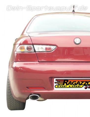 Ragazzon Edelstahl Racing-Komplettanlage ab Kat Alfa Romeo 156 1.6l-2.0l TS Limo u. Sportwagon 115x70mm oval eingerollt