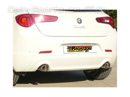 Ragazzon Edelstahl Duplex Racing-Komplettanlage ab Kat Alfa Romeo Giulietta 1.8l TBi je 102mm rund scharfkantig abgeschrägt Black-Chrome