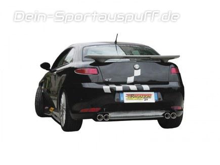 Ragazzon Edelstahl Duplex Racing-Komplettanlage ab Kat Alfa Romeo GT 2.0l JTS je 2x80mm rund eingerollt versetzt