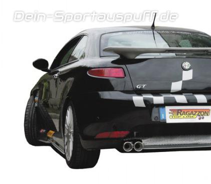 Ragazzon Edelstahl Komplettanlage ab Kat Alfa Romeo GT 3.2l GTA 2x80mm rund eingerollt versetzt