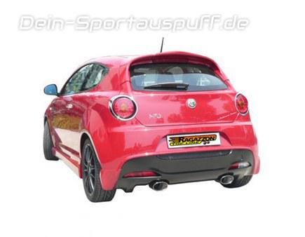 Ragazzon Edelstahl Duplex Racing-Komplettanlage ab Kat Alfa Romeo MiTo 1.4 TB 114kW mit Cadamuro-Heck je 135x90mm oval doppelwandig abgeschrägt
