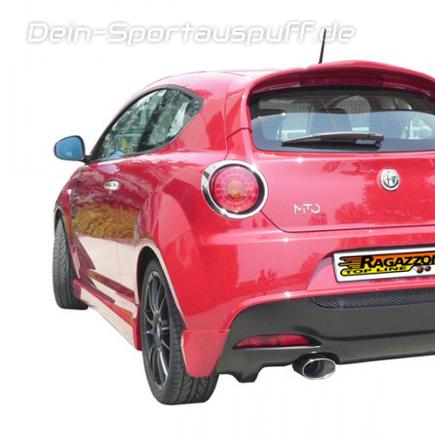 Ragazzon Edelstahl Sportauspuff inkl. Adapter auf Serie Alfa Romeo MiTo 1.4 TB 125kW 110x65mm oval doppelwandig abgeschrägt