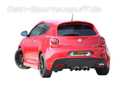 Ragazzon Edelstahl Mittig Racing-Komplettanlage ab Kat Alfa Romeo MiTo 1.4 TB 125kW mit Cadamuro-Heck 2x90mm rund doppelwandig abgeschrägt