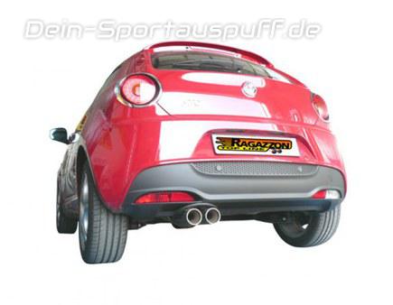 Ragazzon Edelstahl Racing-Komplettanlage ab Kat Alfa Romeo MiTo 1.4 TB 88kW 2x80mm rund eingerollt versetzt