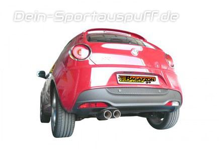 Ragazzon Edelstahl Sportauspuff inkl. Adapter auf Serie Alfa Romeo MiTo 1.4 TB 99kW 2x80mm rund eingerollt versetzt
