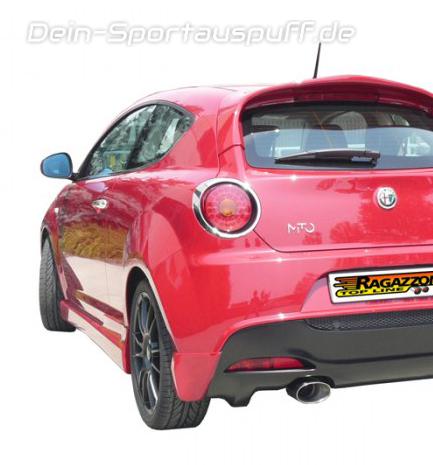 Ragazzon Edelstahl Sportauspuff inkl. Adapter auf Serie Alfa Romeo MiTo 1.4 TB 99kW 110x65mm oval doppelwandig abgeschrägt