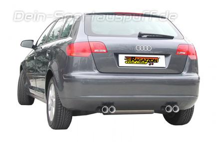 Ragazzon Edelstahl Duplex Komplettanlage ab Kat Audi A3 Sportback 8P 1.9TDI 2.0TDI je 2x80mm rund eingerollt versetzt