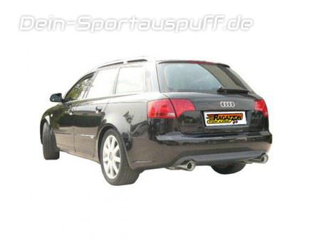 Ragazzon Edelstahl Duplex Racing-Komplettanlage ab Kat Audi A4 B7 Typ 8E Limo u. Avant 1.9+2.0TDI je 90mm rund doppelwandig abgeschrägt